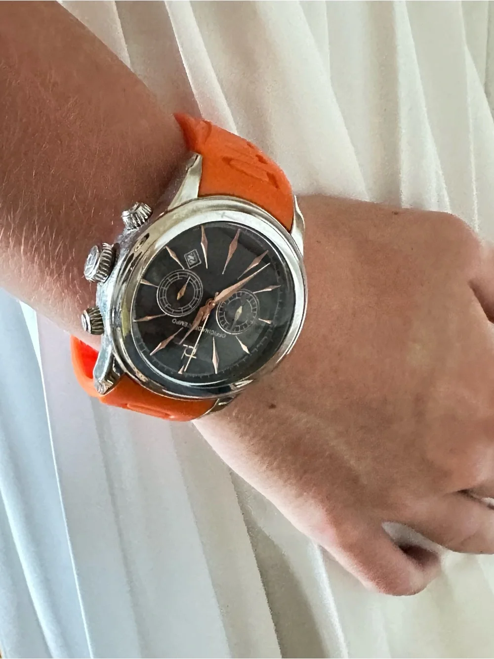 OFFICINA DEL TEMPO Orange Strap Chronograph Sport Wristwatch🌸